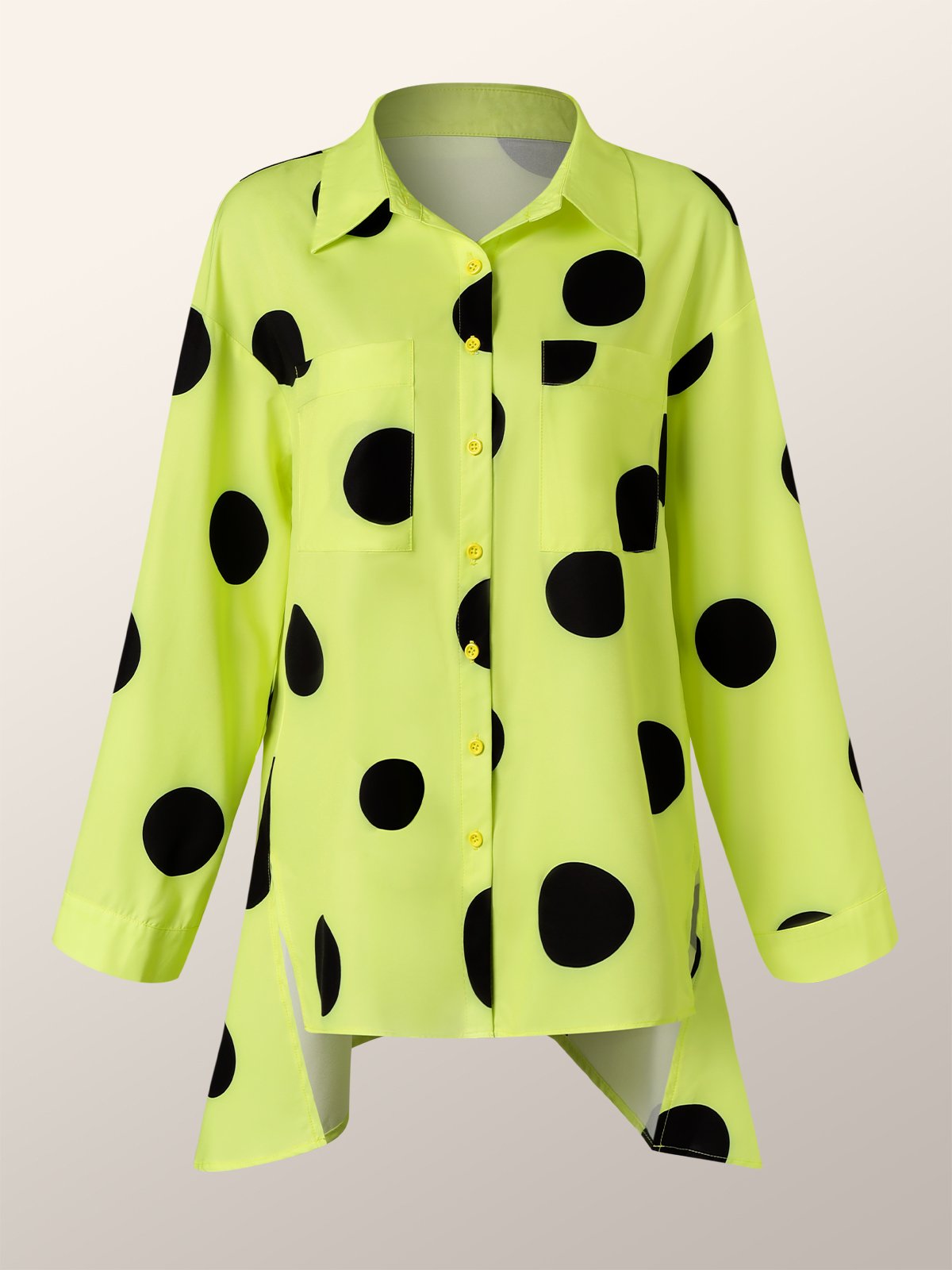 Shirt Collar Polka Dots Shift Elegant Top