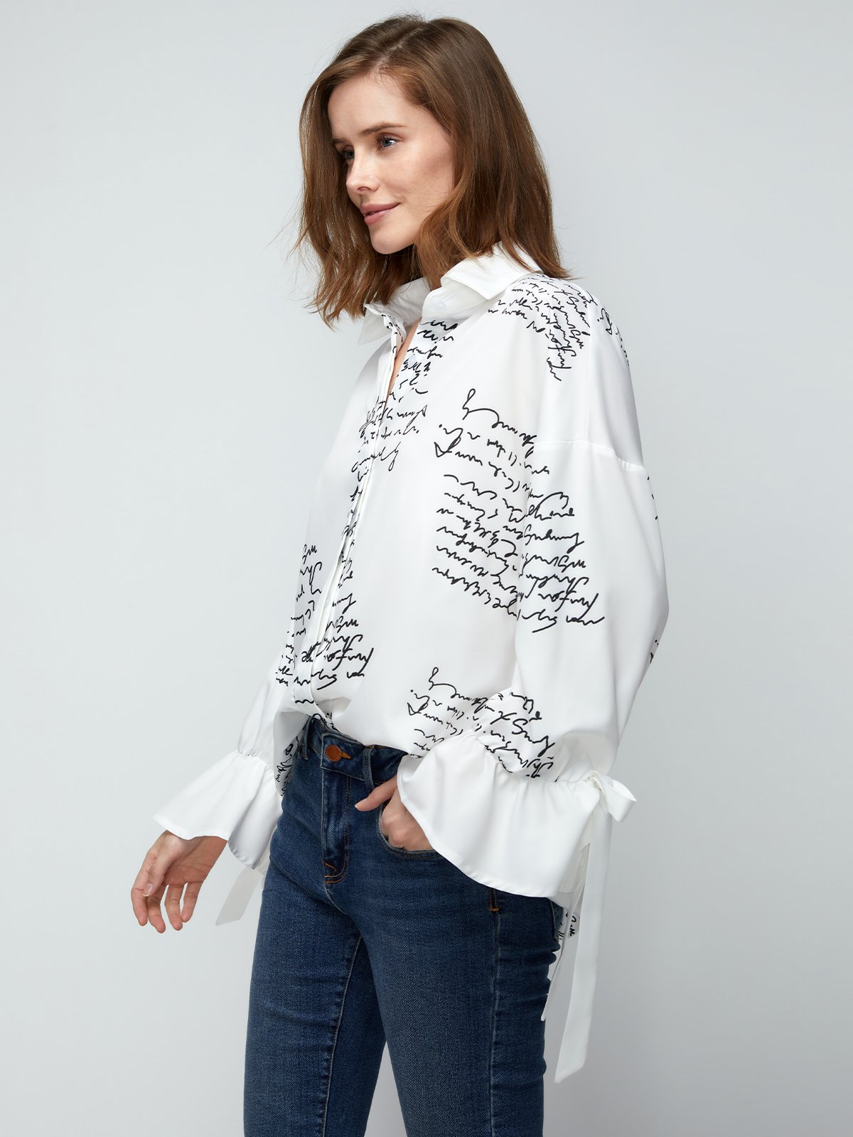 Long Sleeve Elegant Letter  Top