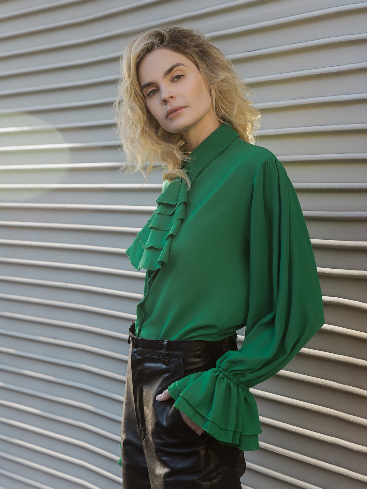 Shirt Collar Elegant  Flouncing  Top