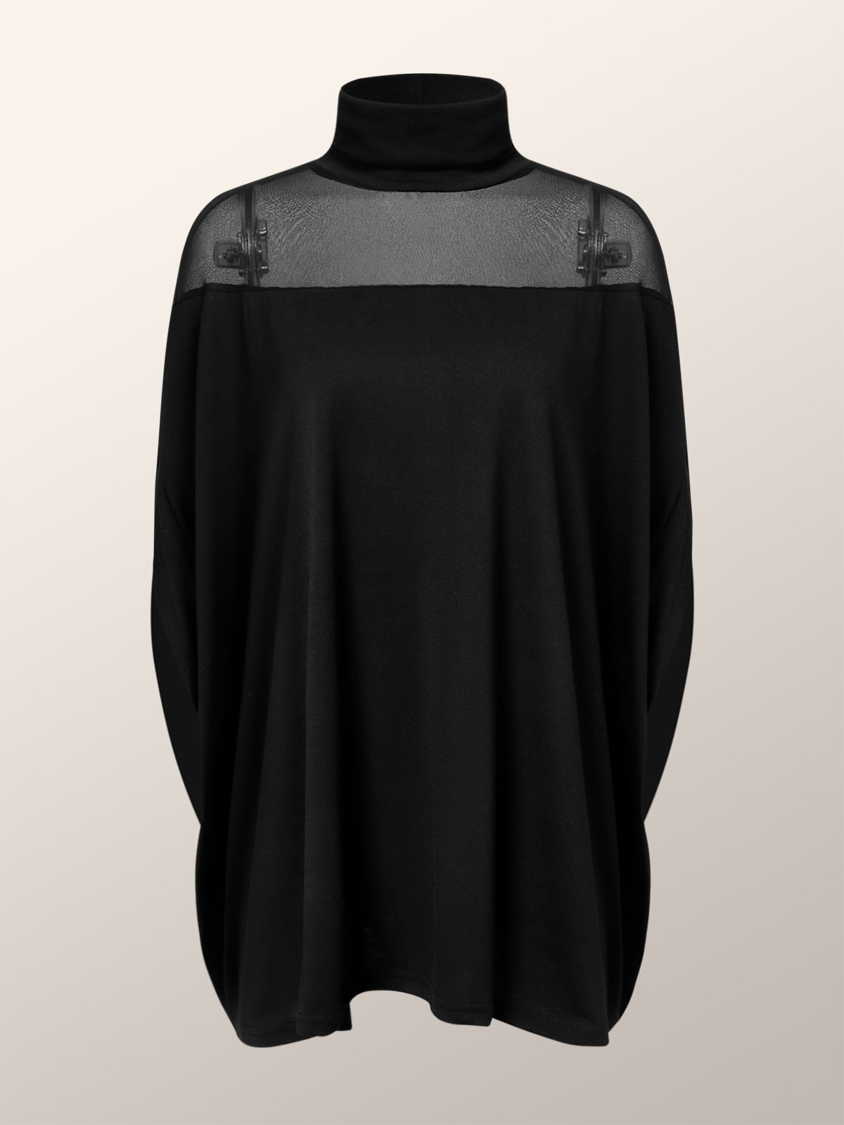 Loose Plain Turtleneck Elegant Blouse