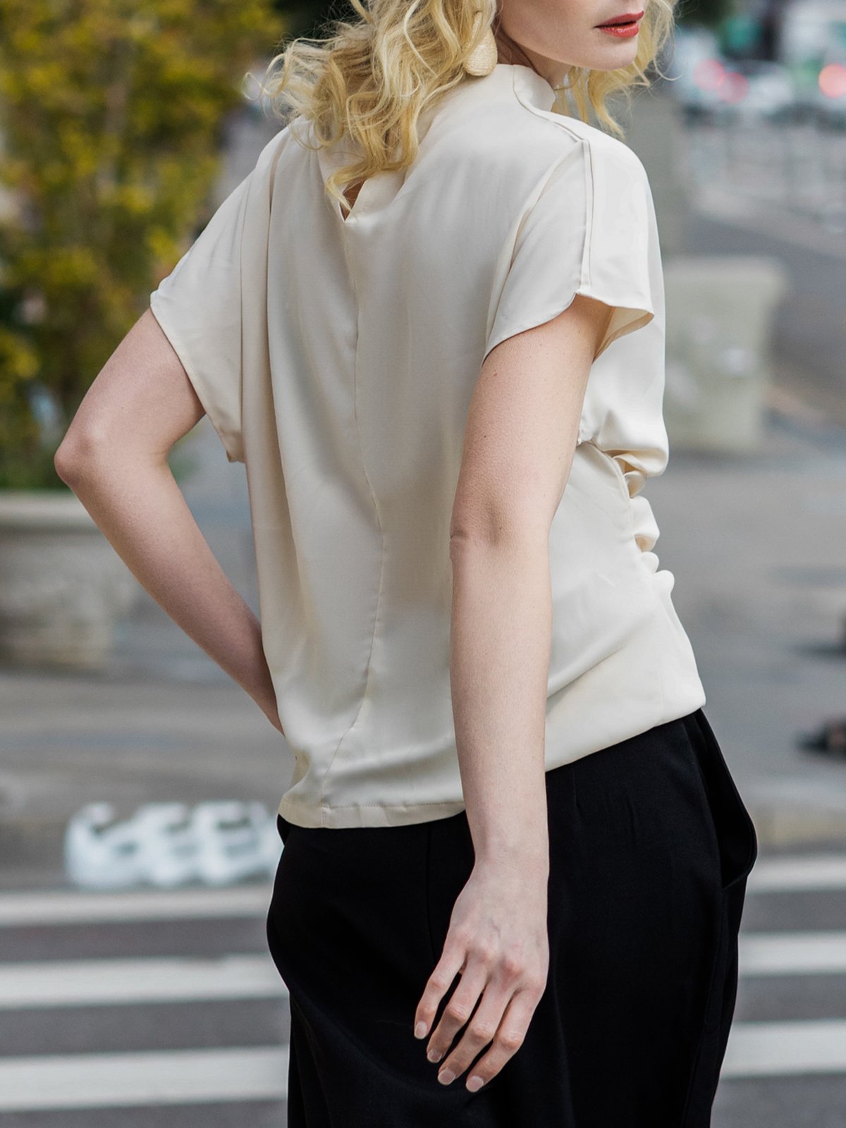 White Daily Plain Simple Short Sleeve Top