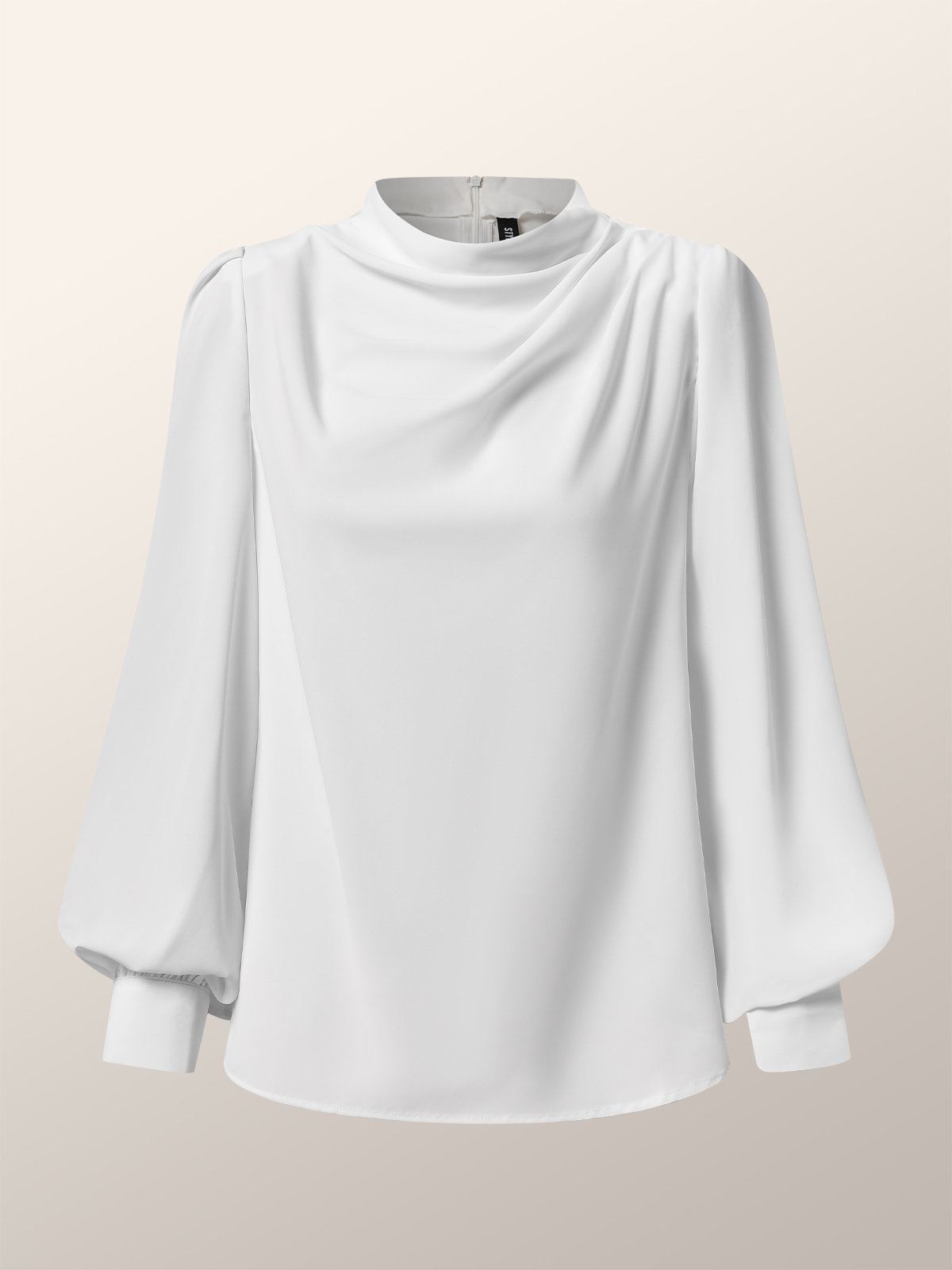 Stand Collar Elegant Plain Regular Fit Blouse