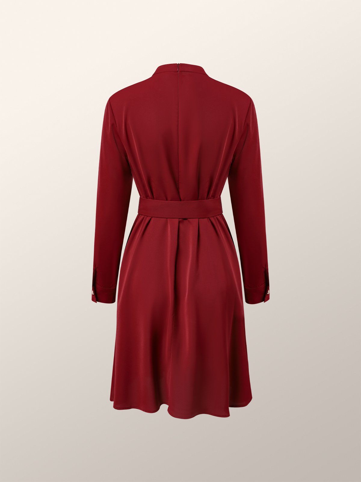 Regular Fit Plain Elegant Dress With Belt