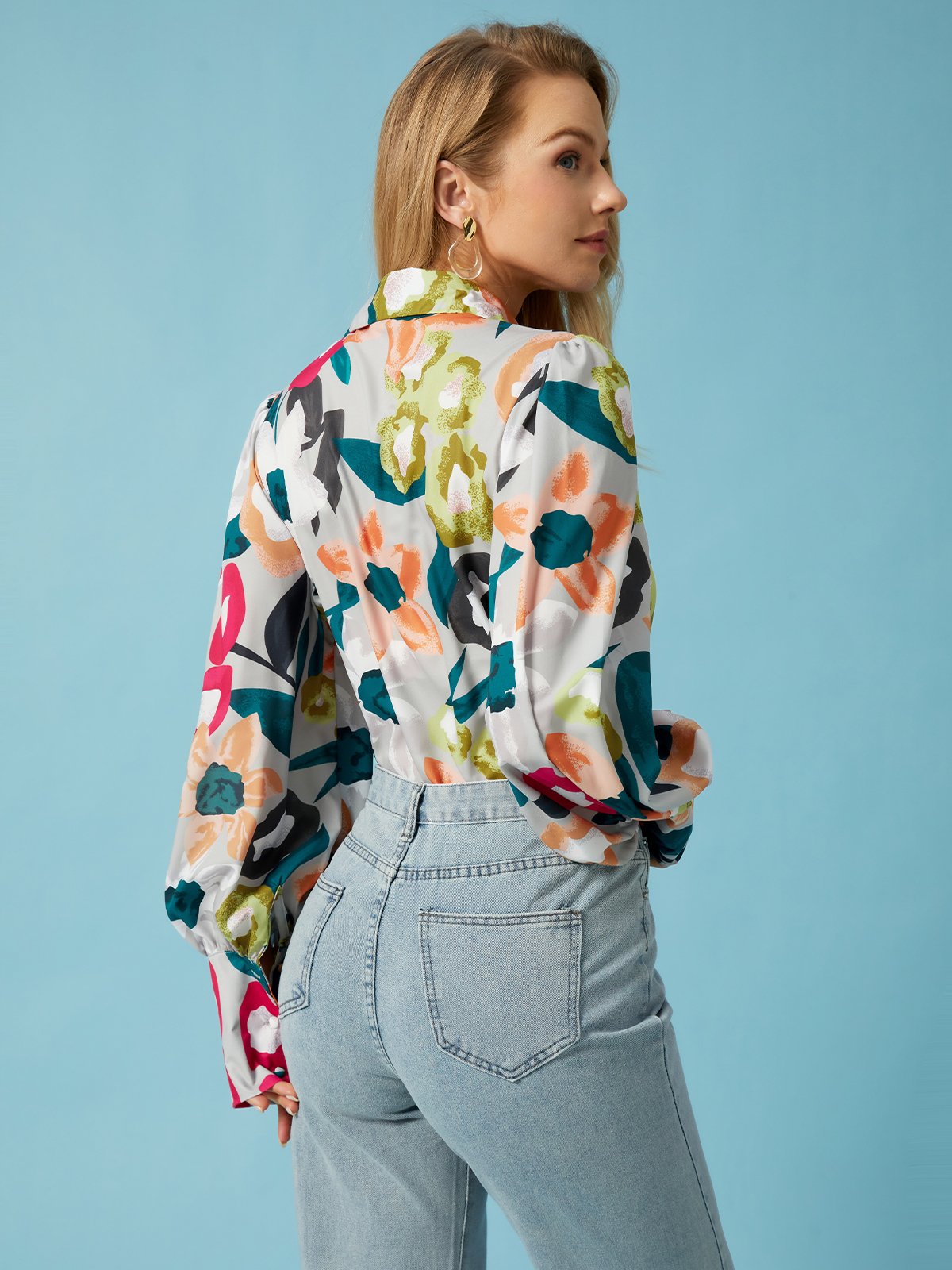 Shirt Collar Elegant Regular Fit Long Sleeve Blouse