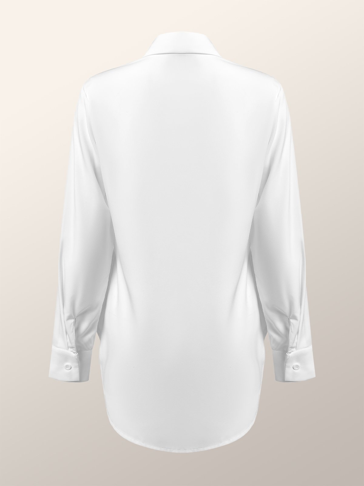 Urban Plain Regular Fit Shirt Collar Long Sleeve Blouse