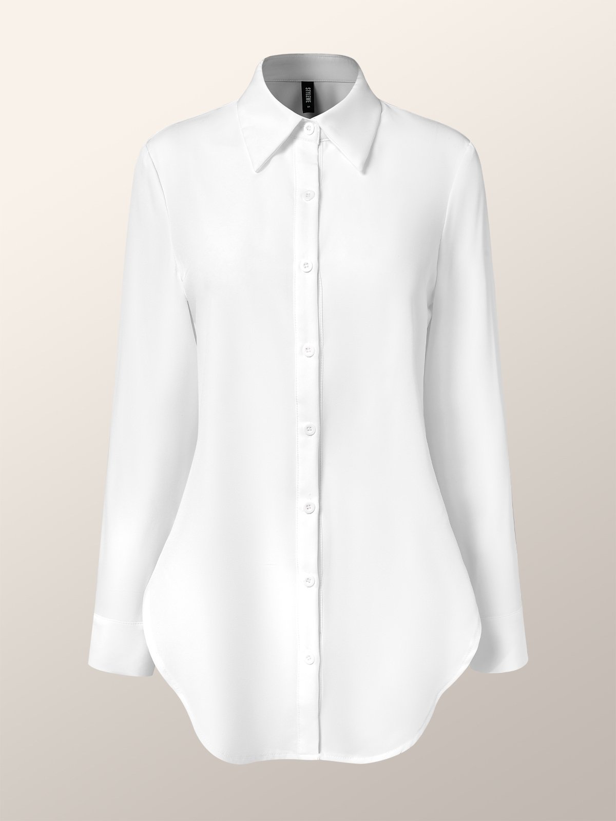 Urban Plain Regular Fit Shirt Collar Long Sleeve Blouse