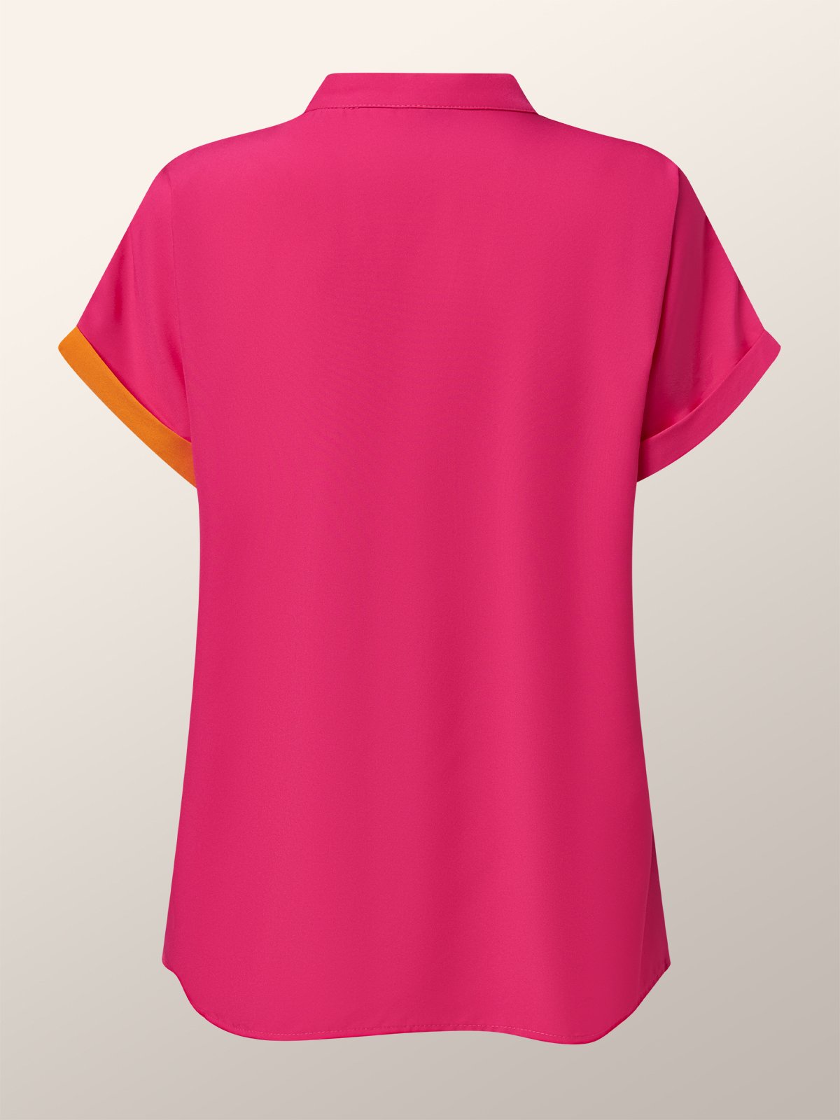 Urban Loose Color Block Stand Collar  Blouse