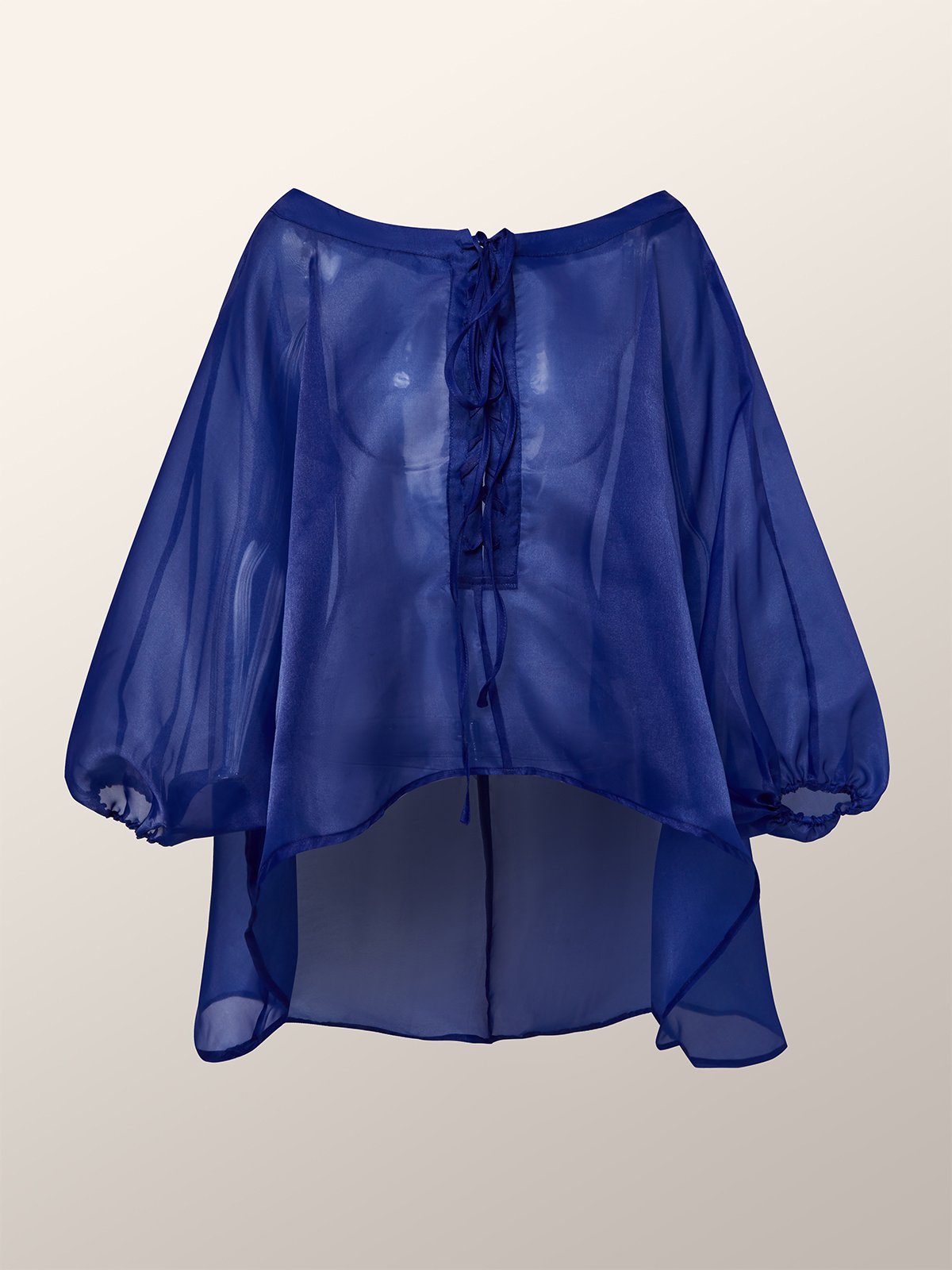 Plain Lantern Sleeve Urban Loose Blouse