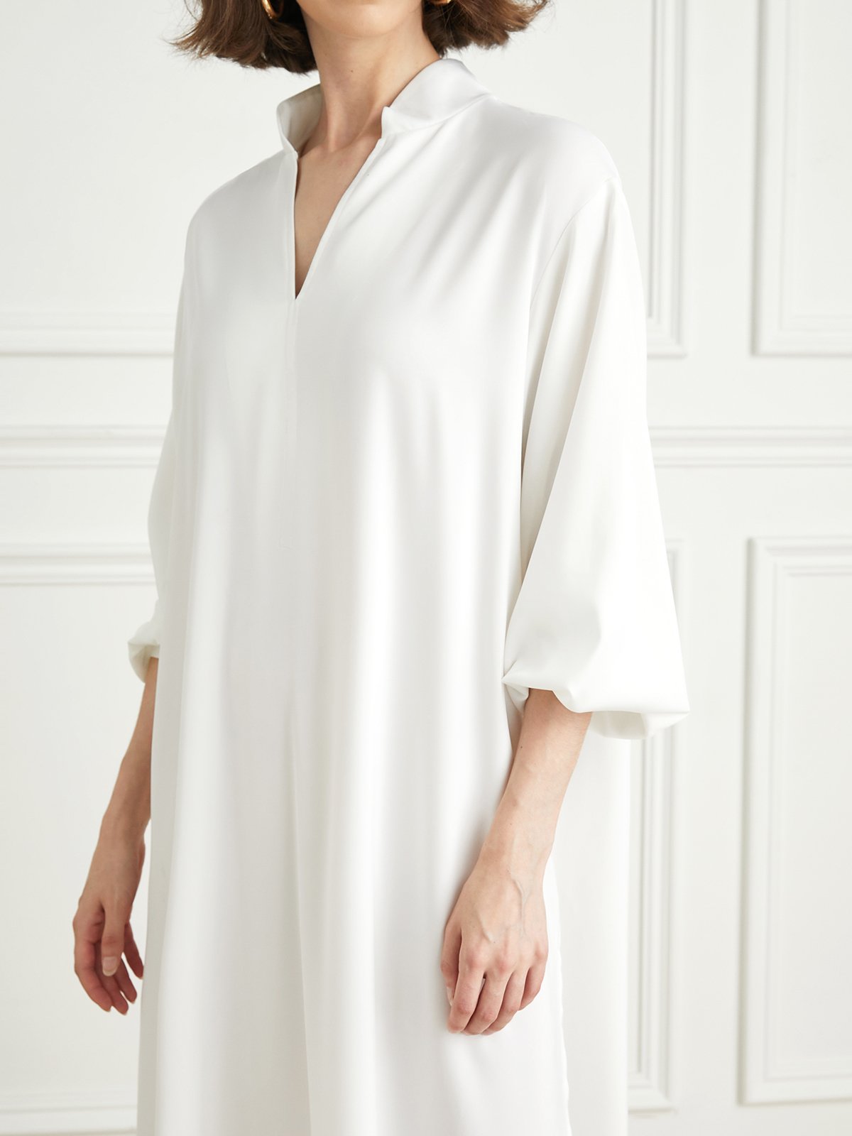 2023 Fashion week loose Plain Shirt Collar Elegant Dress