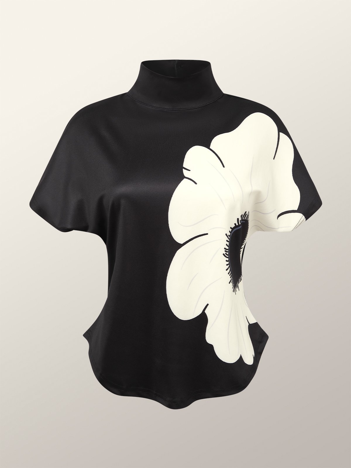 Tight Floral Short Sleeve Elegant T-Shirt