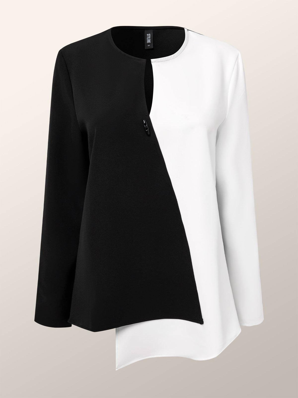 Color Block Long sleeve Simple Loose Blouse