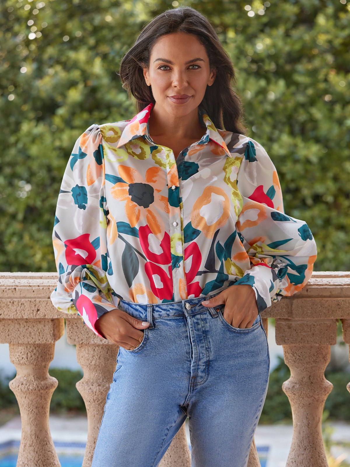Shirt Collar Elegant Regular Fit Long Sleeve Blouse
