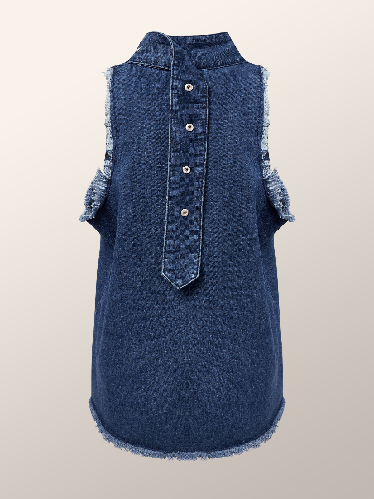 Sleeveless Stand Collar Urban Denim Top
