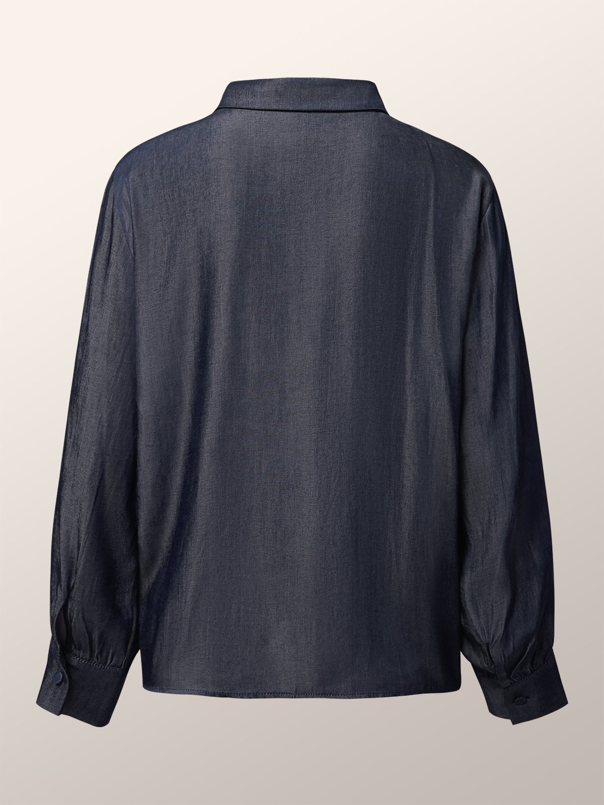 Plain Urban Shirt Collar Faux Denim  Blouse