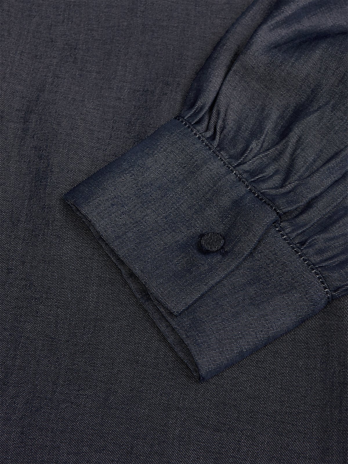 Plain Urban Shirt Collar Faux Denim  Blouse