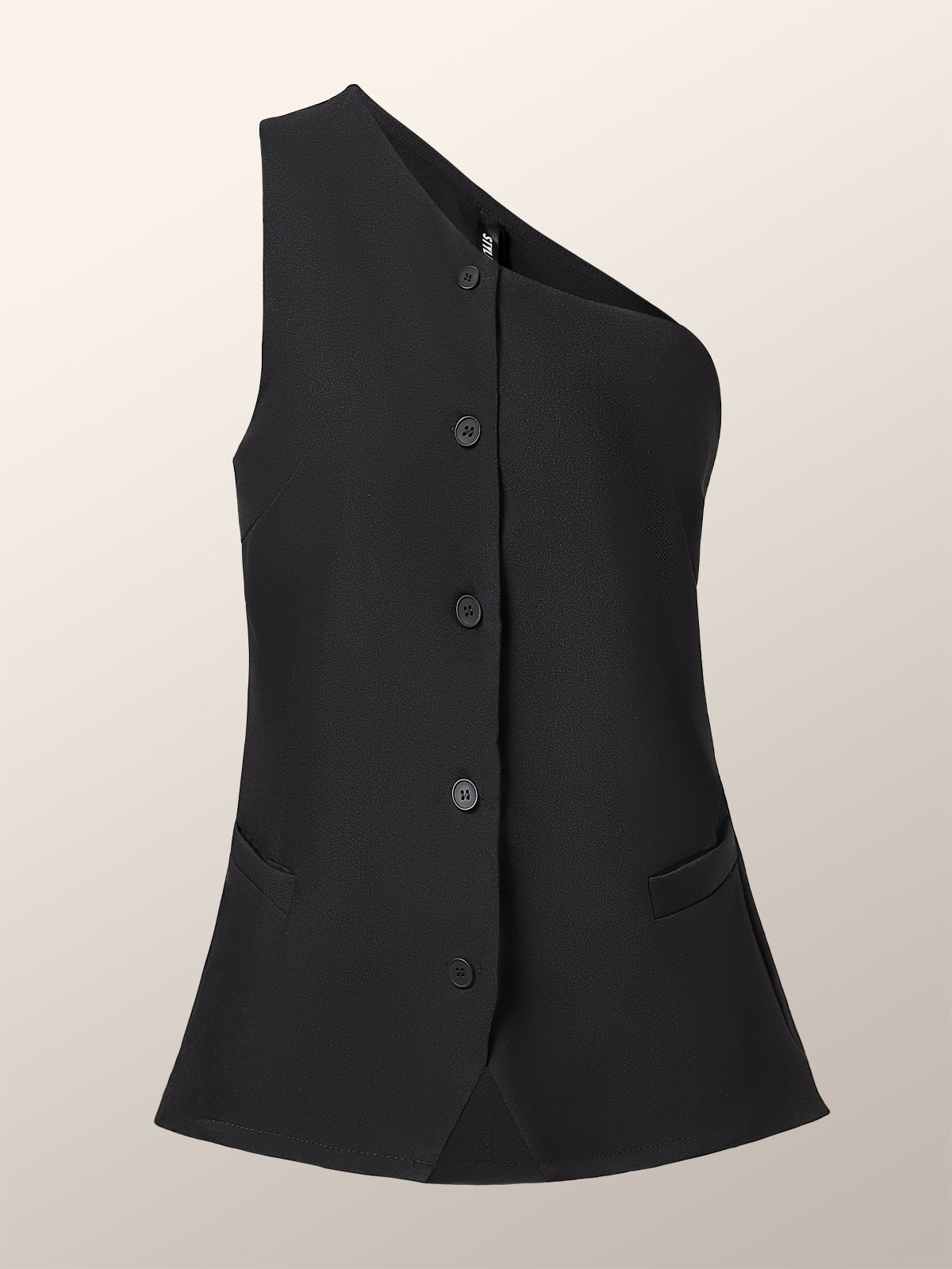 One Shoulder Regular Fit Urban Plain Vest