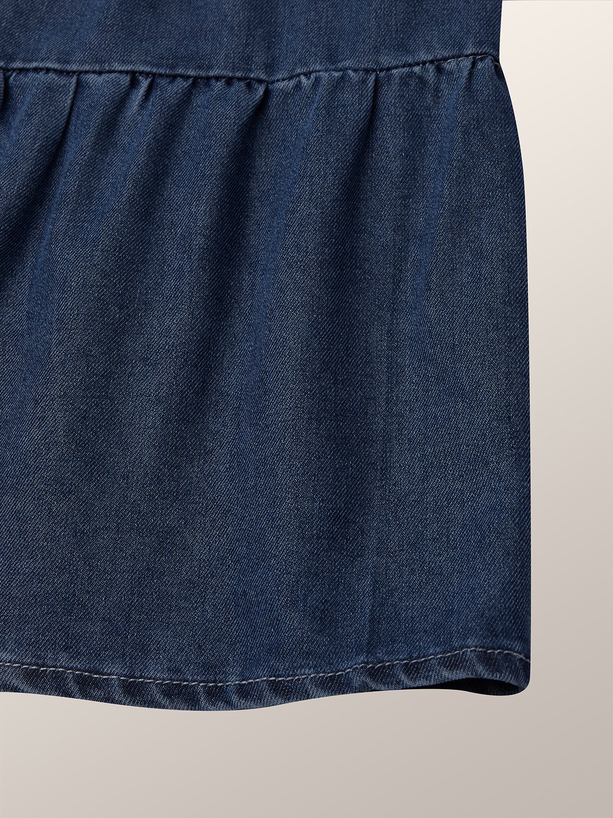 Three Quarter Crew Neck Casual Denim Top