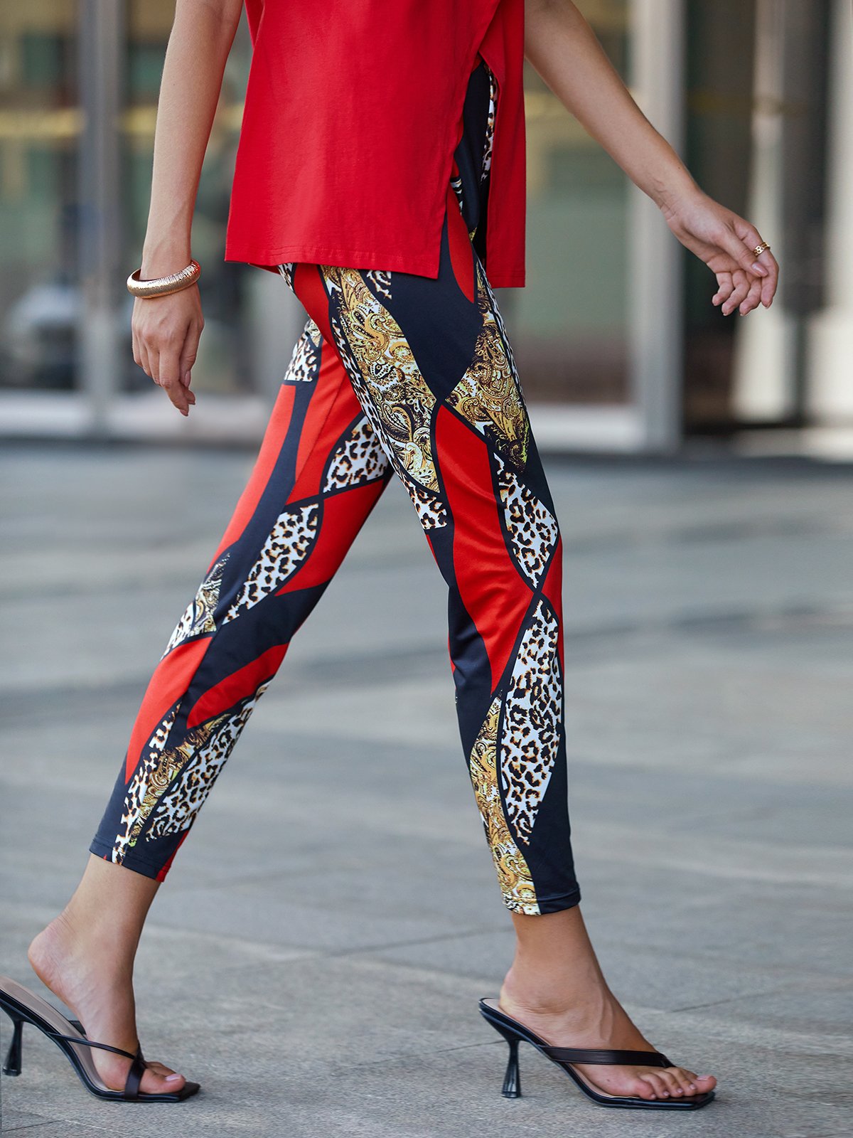 Abstract Tight Casual Pants