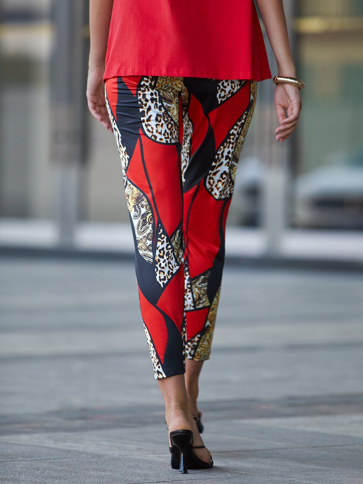 Abstract Tight Casual Pants