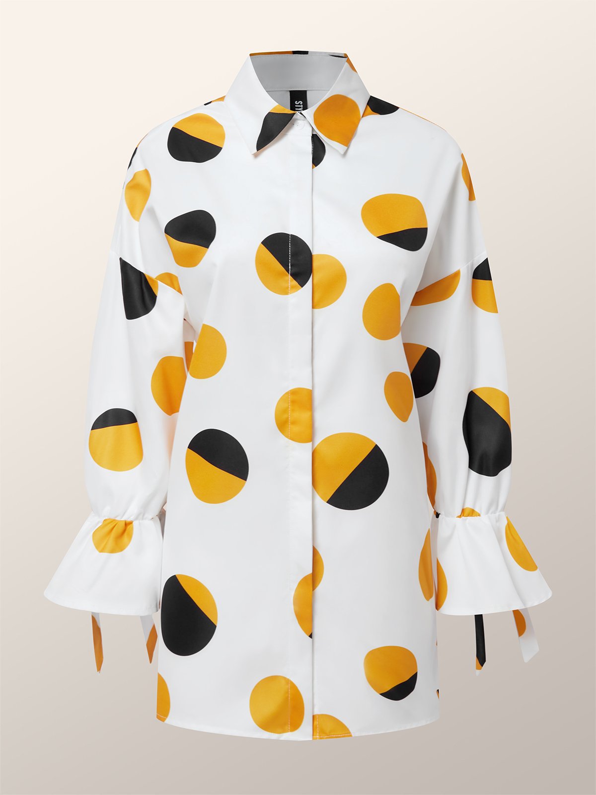Urban Loose Polka Dots Shirt Collar Blouse