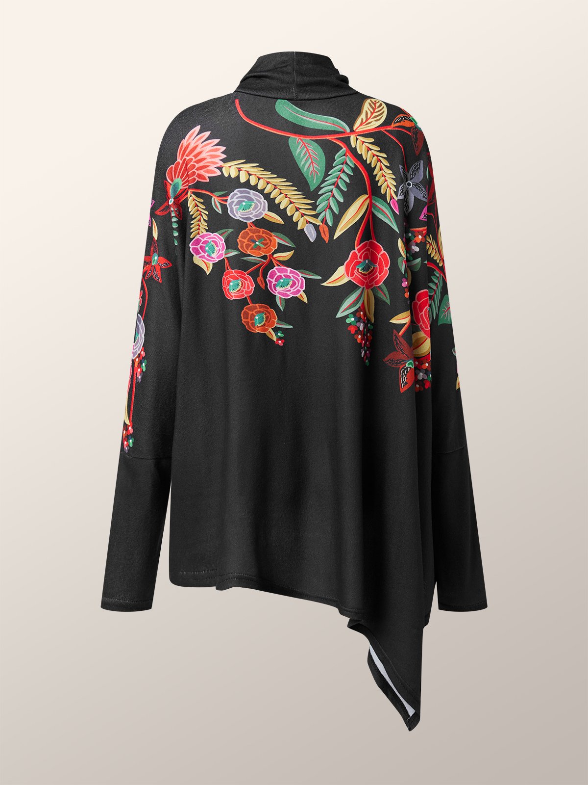 High Elasticity Floral Loose Long Sleeve Turtleneck Urban Shirt