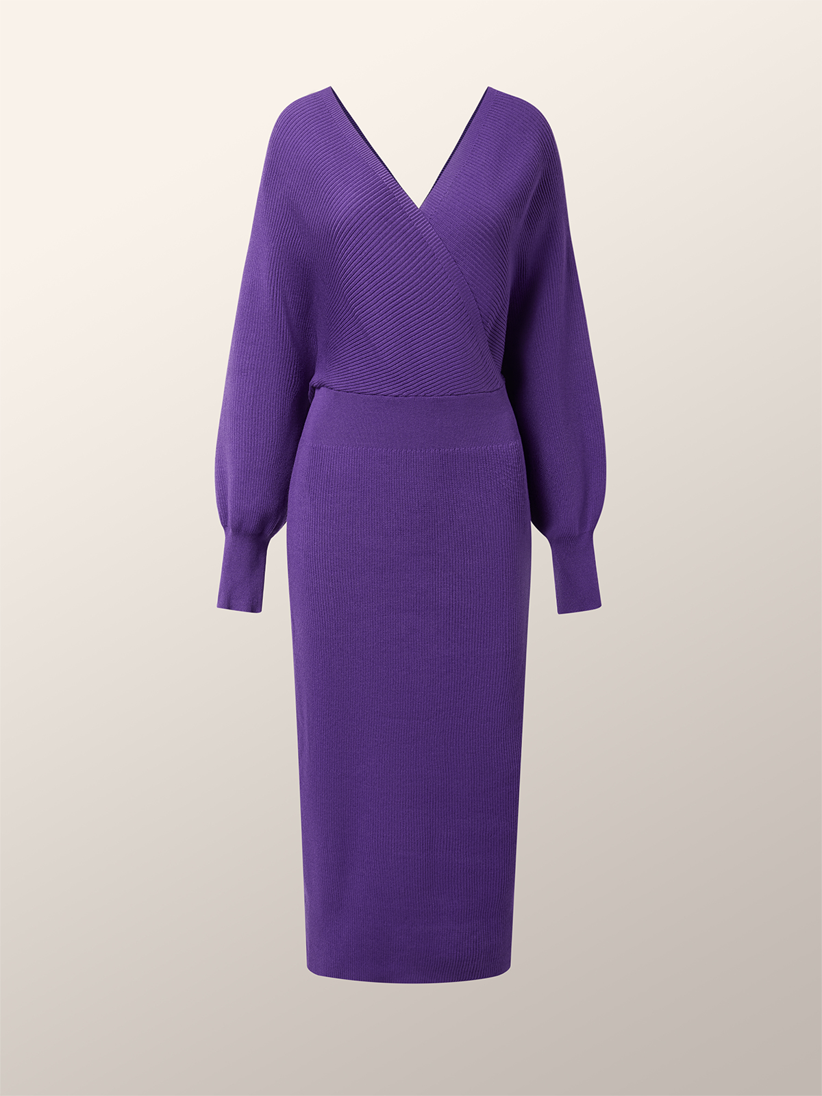 Elegant Regular Fit Plain Sweater Midi Dress With No Belt