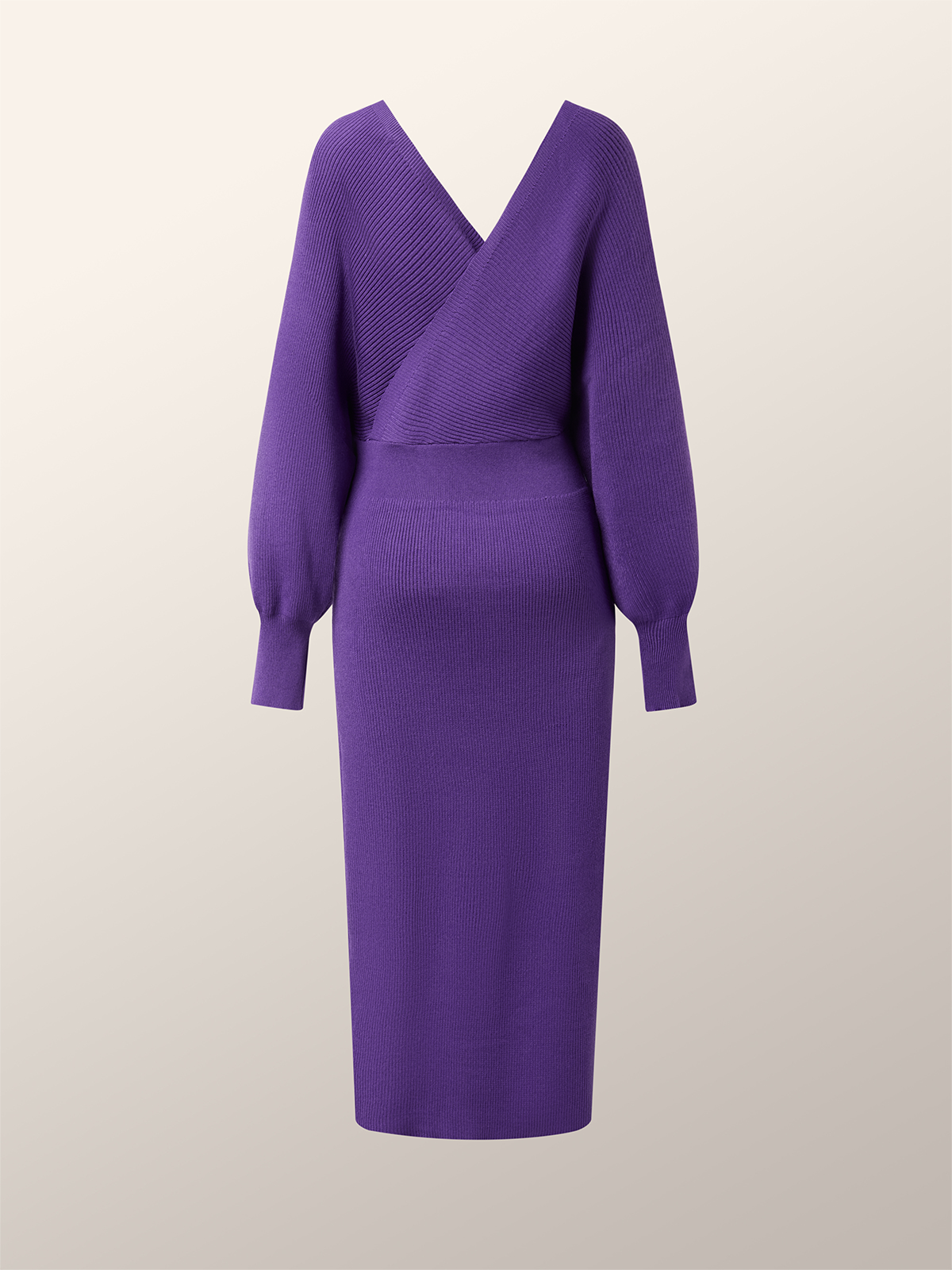 Elegant Regular Fit Plain Sweater Midi Dress With No Belt