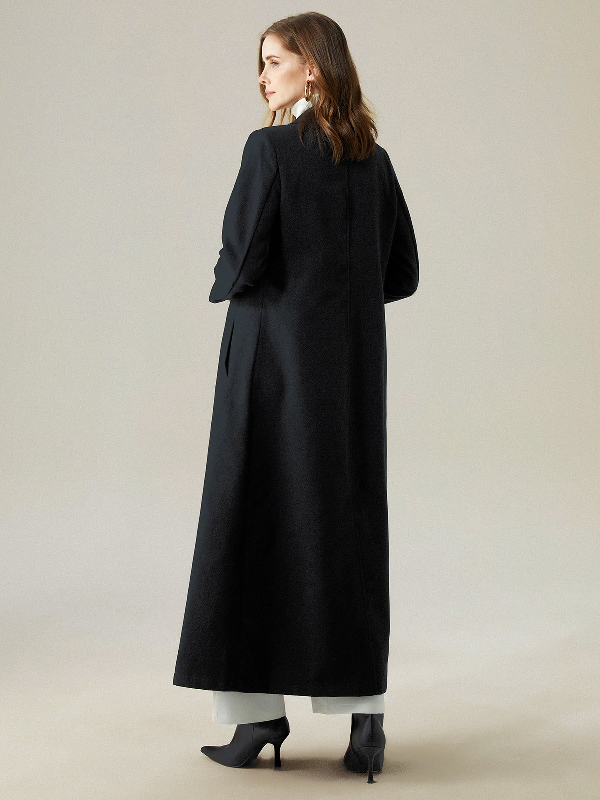 Elegant Loosen Flat Collar Plain Overcoat