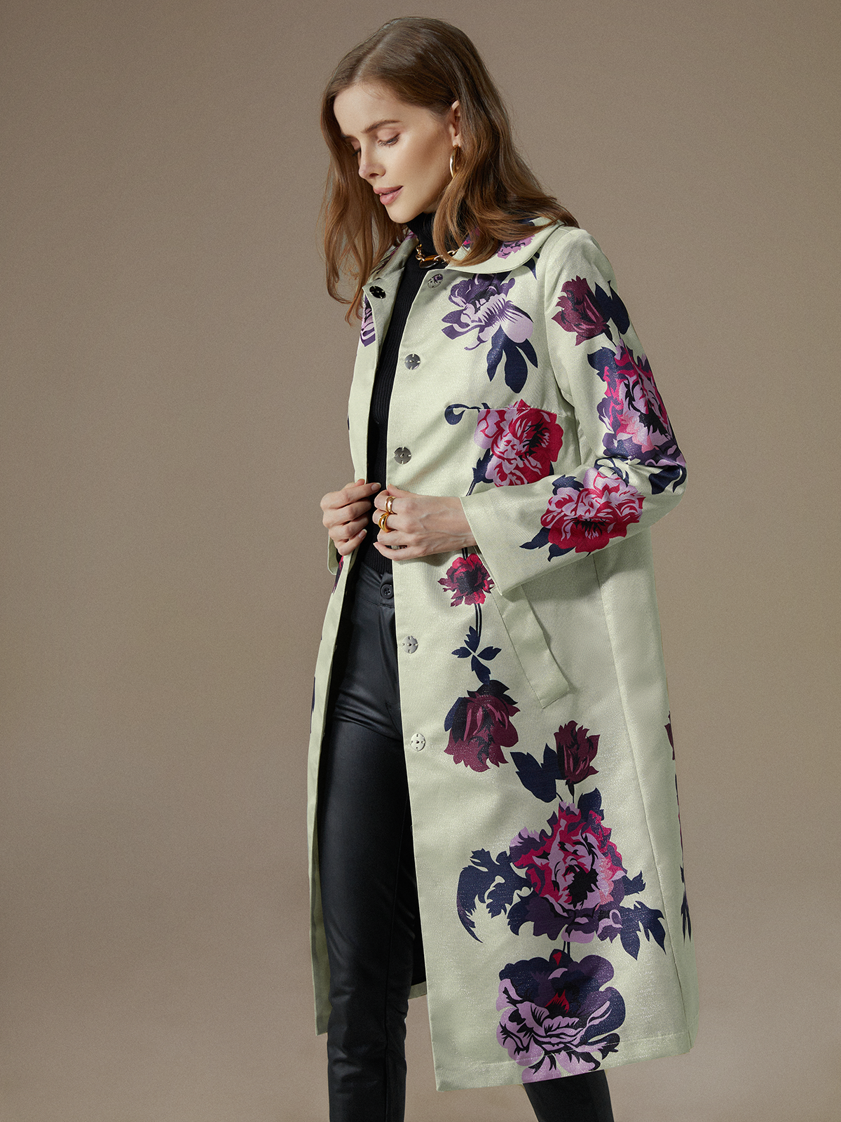 Floral Loose Elegant Trench Coat