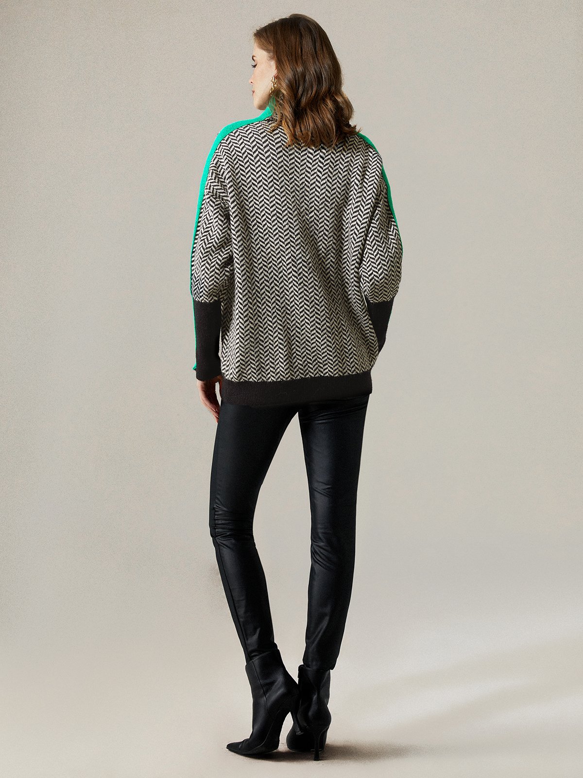 Urban Geometric Turtleneck Long Sleeve Sweater