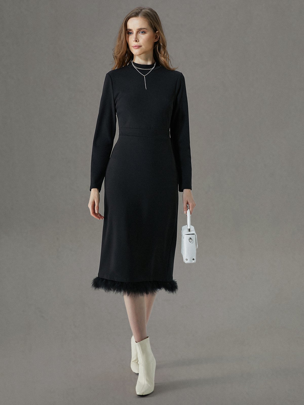 Tight Crew Neck Elegant Plain Dress