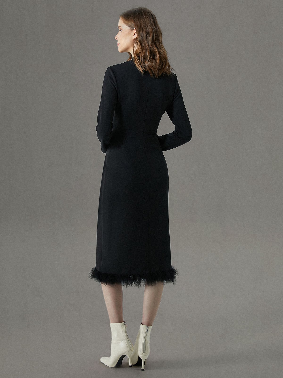 Tight Crew Neck Elegant Plain Dress