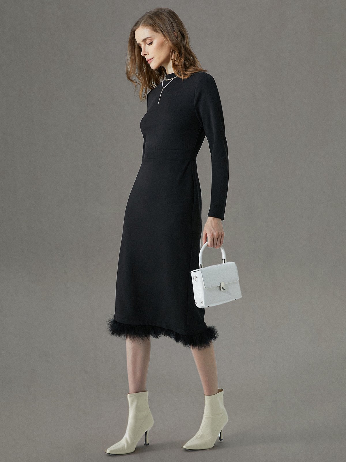 Tight Crew Neck Elegant Plain Dress
