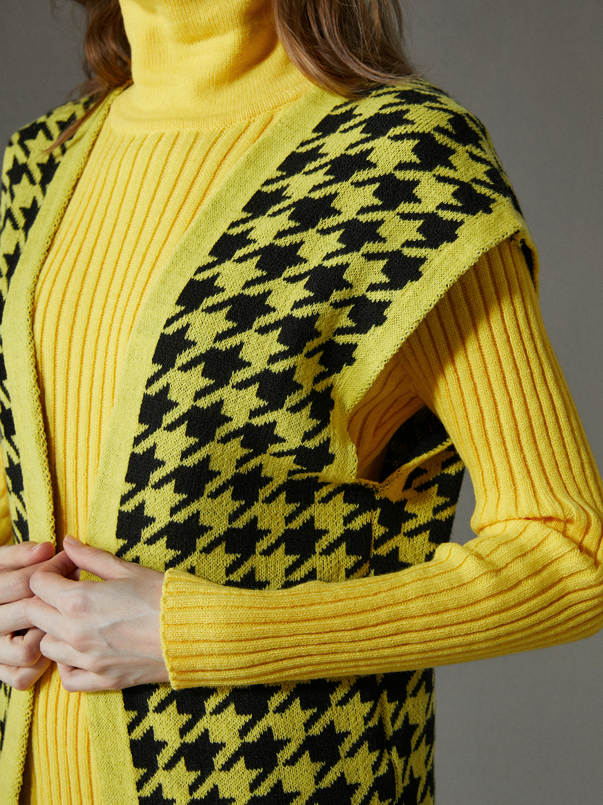 Urban Houndstooth Loose Sweater Cardigan