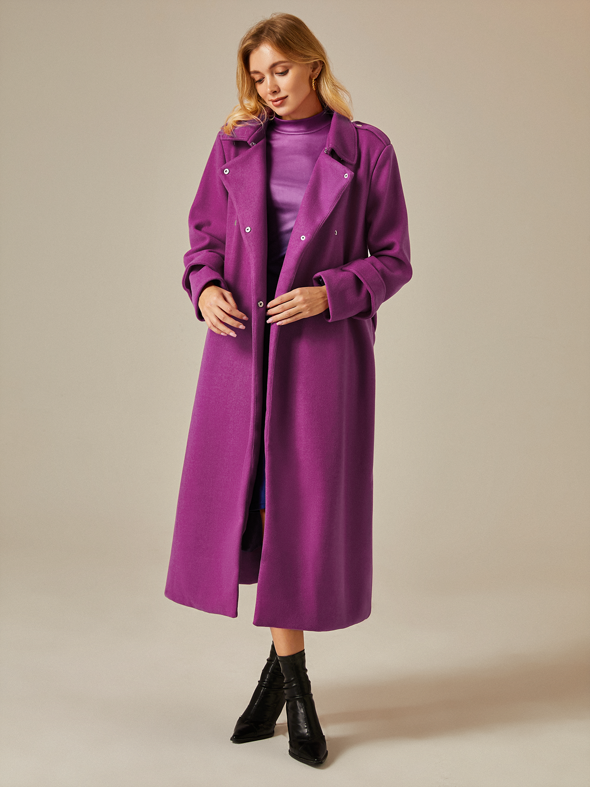 Loose Shawl Collar Urban Long Sleeve Plain Coat