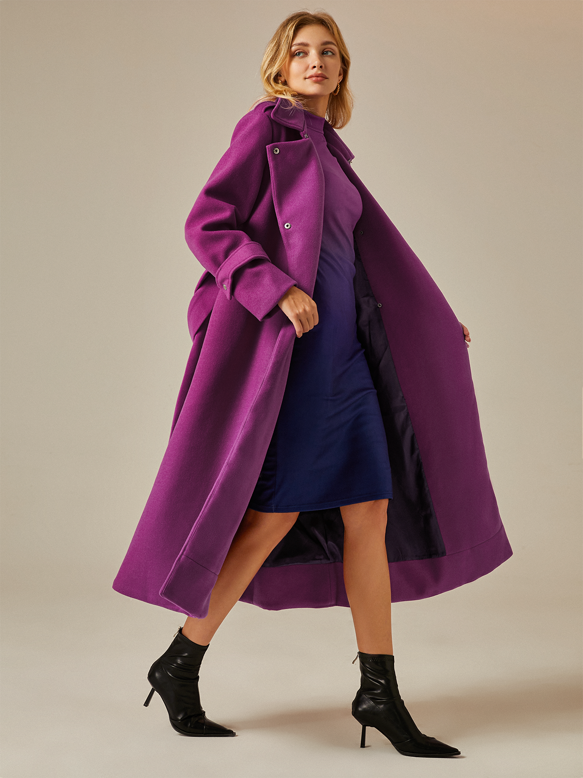 Loose Shawl Collar Urban Long Sleeve Plain Coat