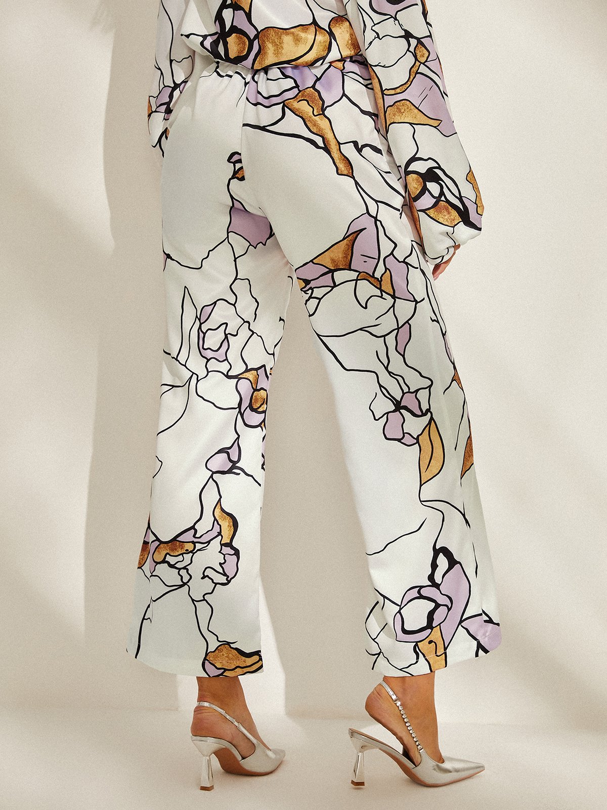 Elegant Floral Loose Fashion Long Pants Straight pants