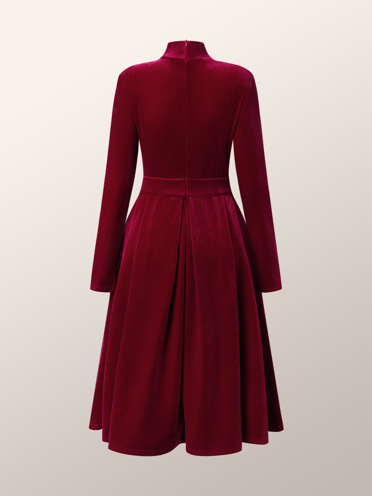 Plain Elegant Regular Fit Long Sleeve Half Turtleneck Midi Dress