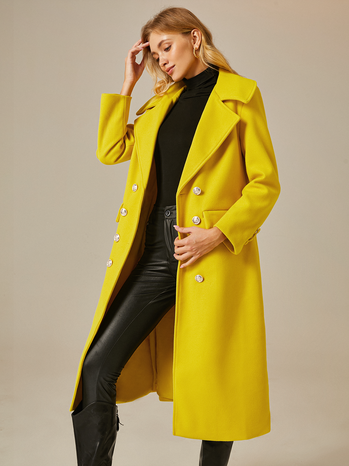 Elegant Lapel Collar Regular Fit Coat