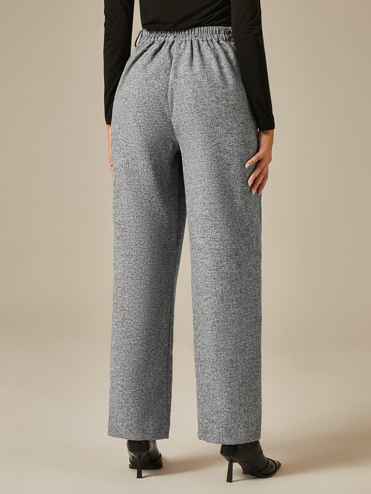 Urban Plain High Waist Fashion Straight Pants