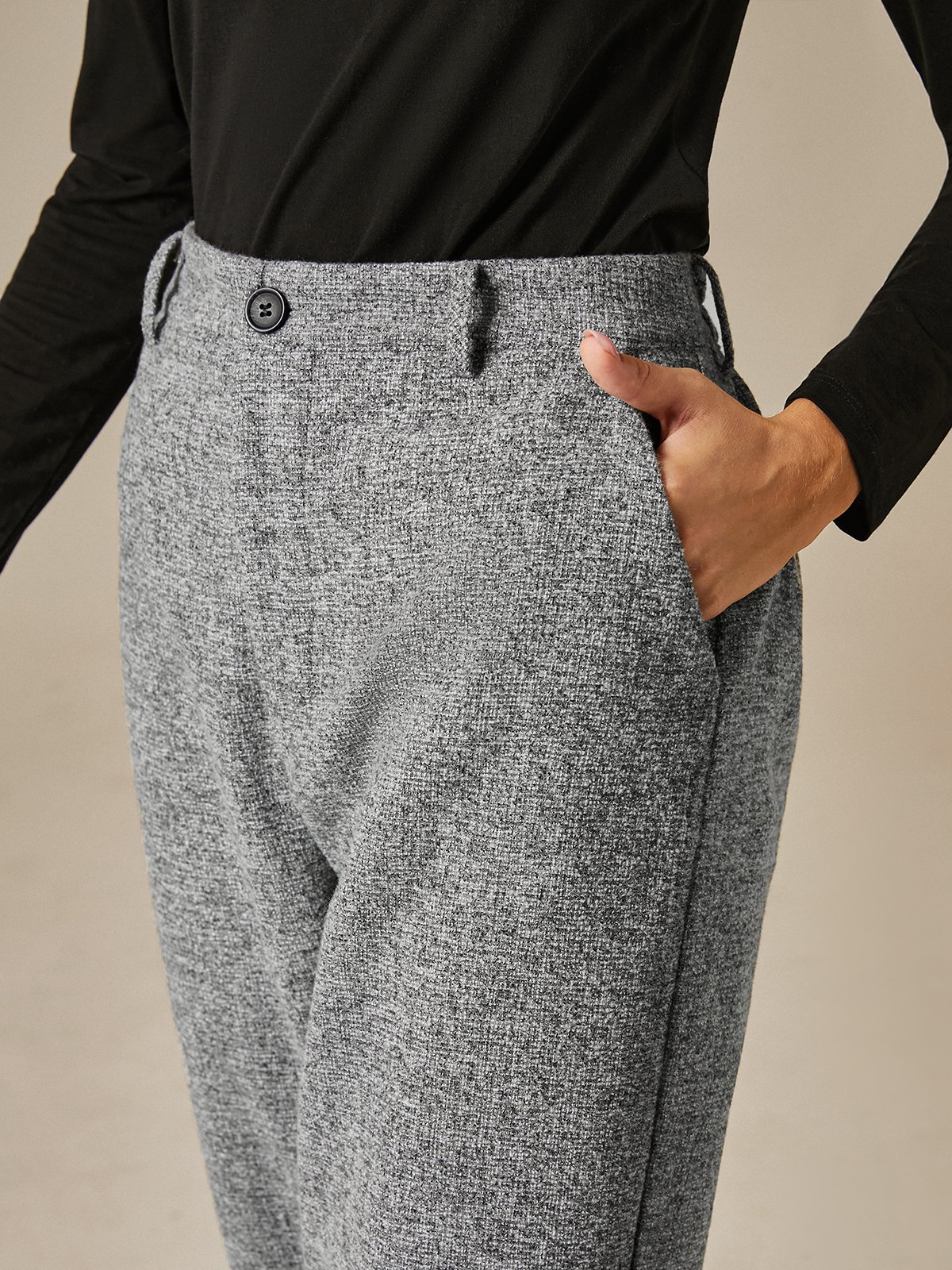 Urban Plain High Waist Fashion Straight Pants