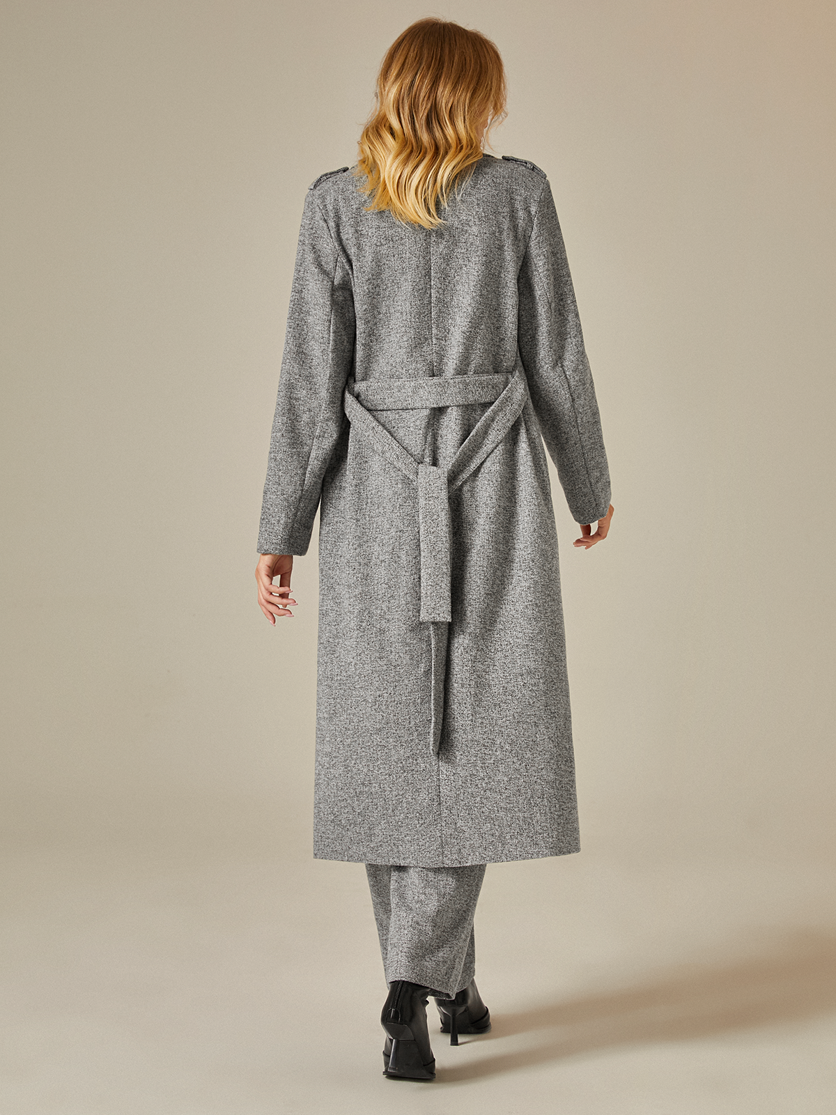 Urban Lapel Collar Long Sleeve Plain Coat With Belt