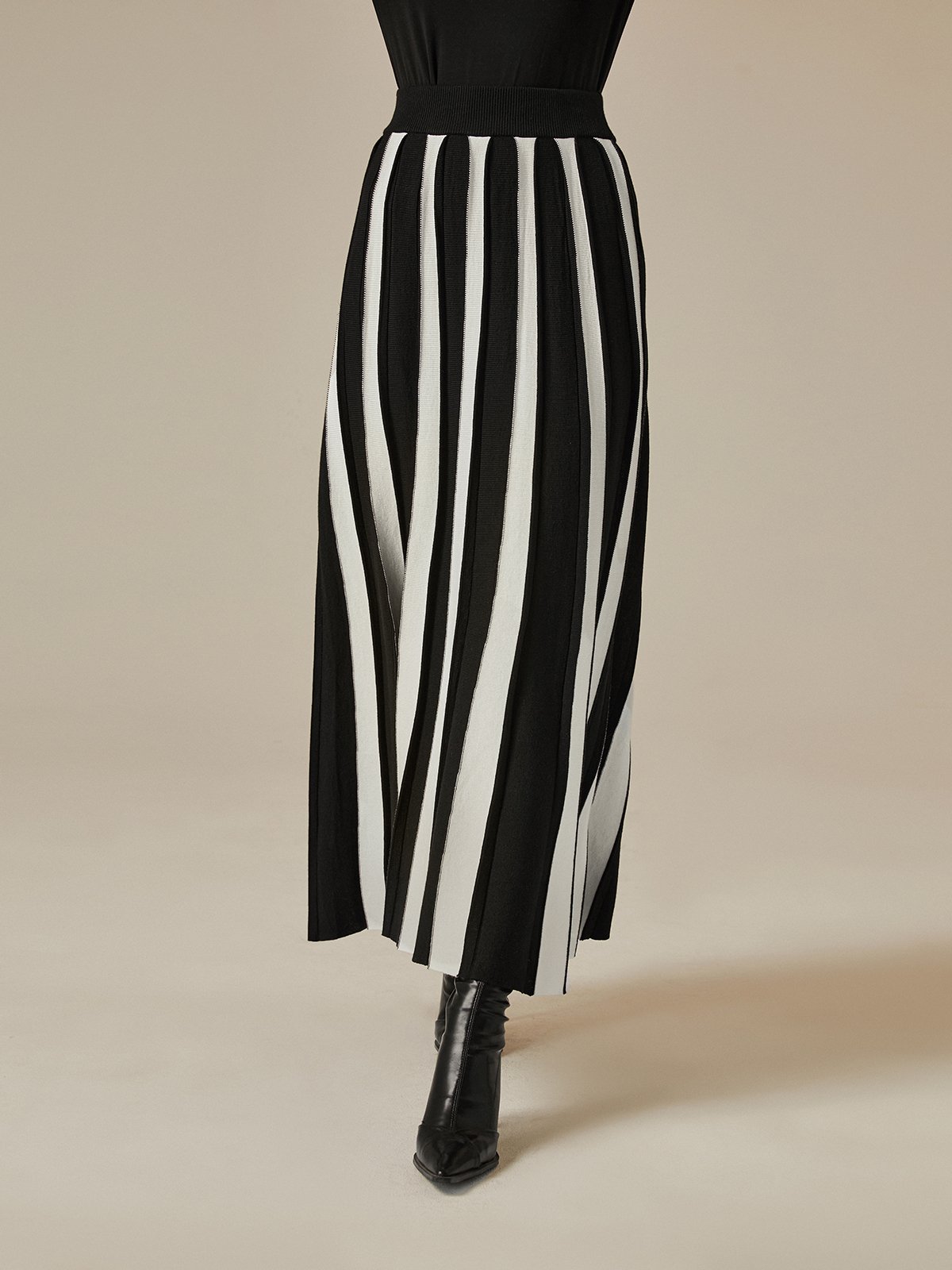 Color Block Long Urban Loose Skirt