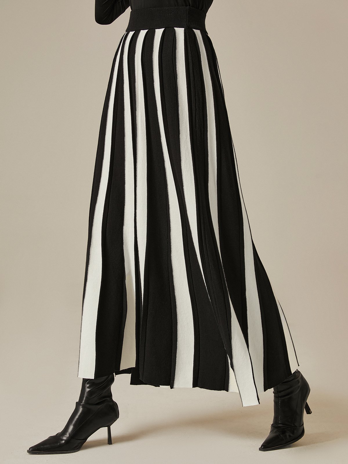 Color Block Long Urban Loose Skirt