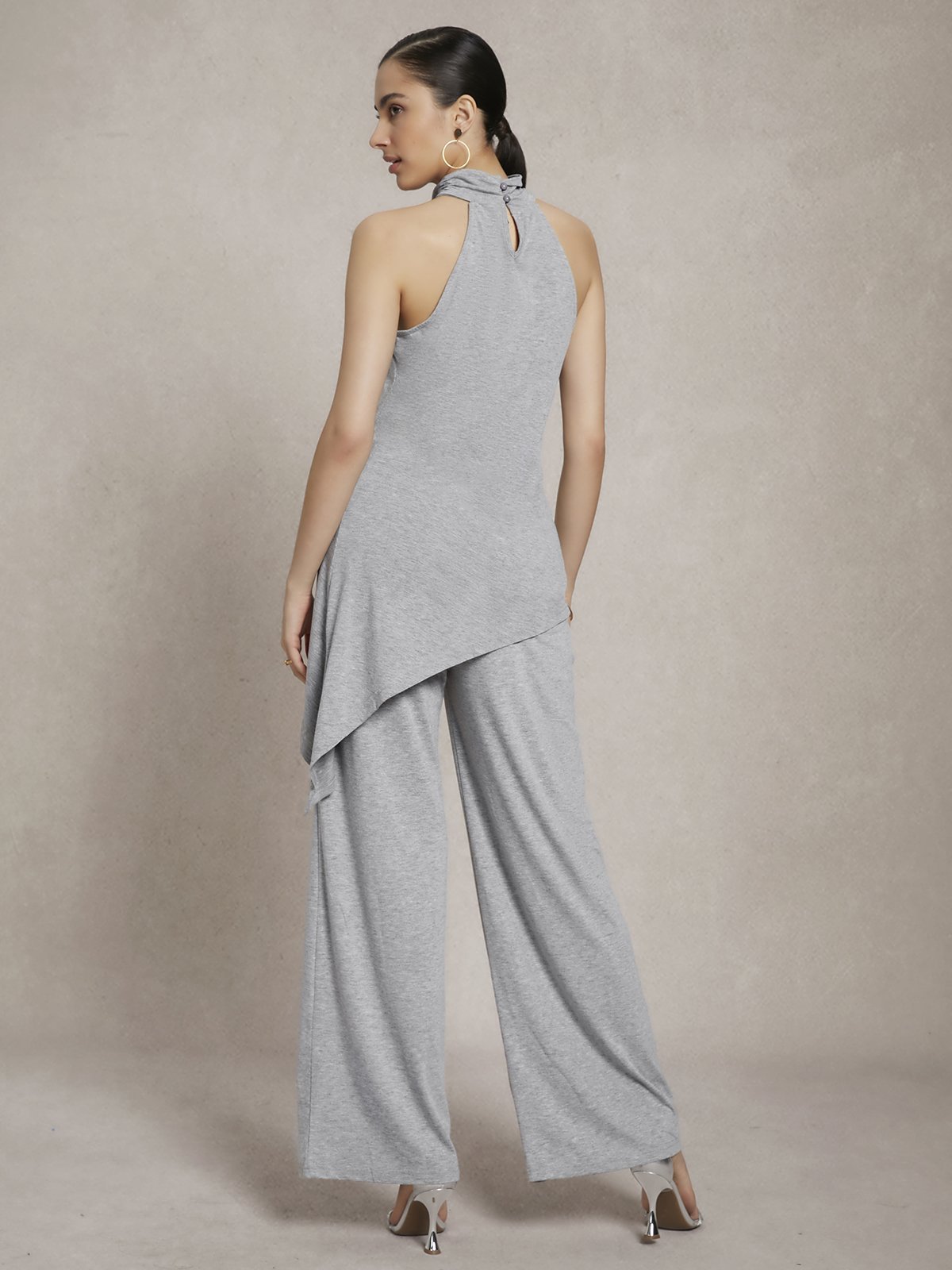 High Elasticity Plain Urban Tight Sleeveless Half Turtleneck Tank Mid-long Top
