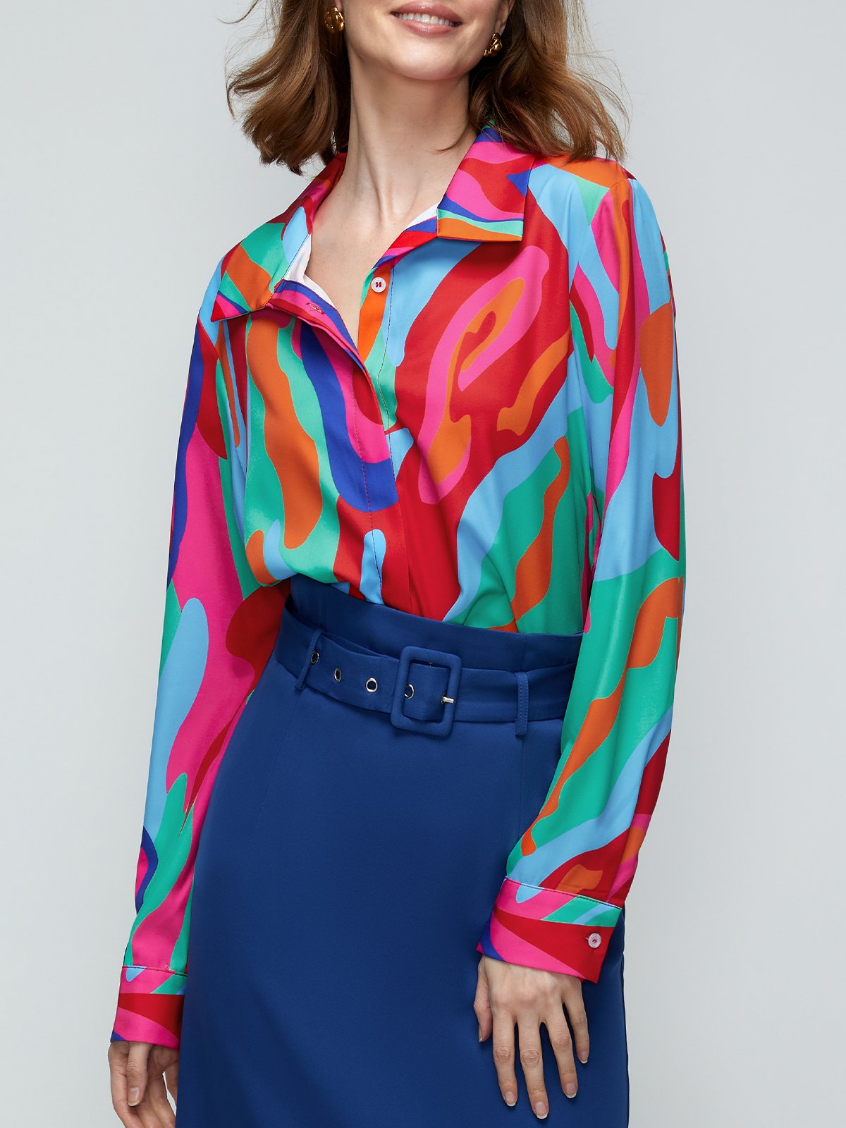Long sleeve Abstract Regular Fit Urban Blouse