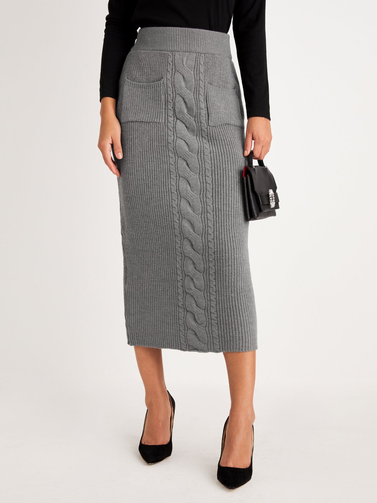 Plain High Waist Plain Sweater  Skirt