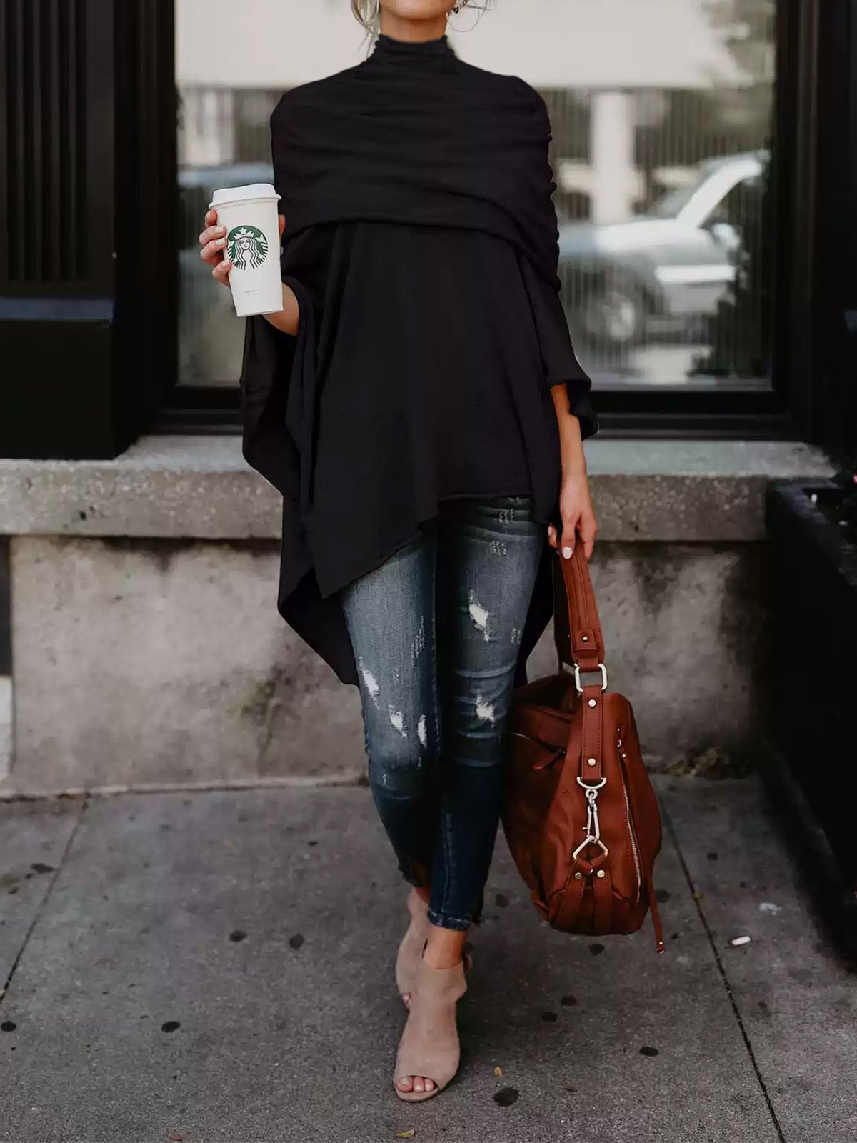 Urban Plain Loosen Turtleneck Blouse