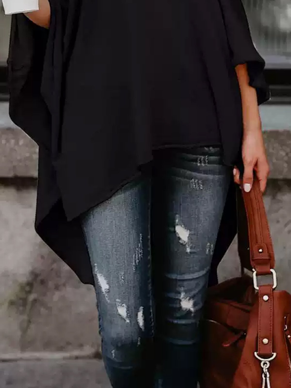 Urban Plain Loosen Turtleneck Blouse