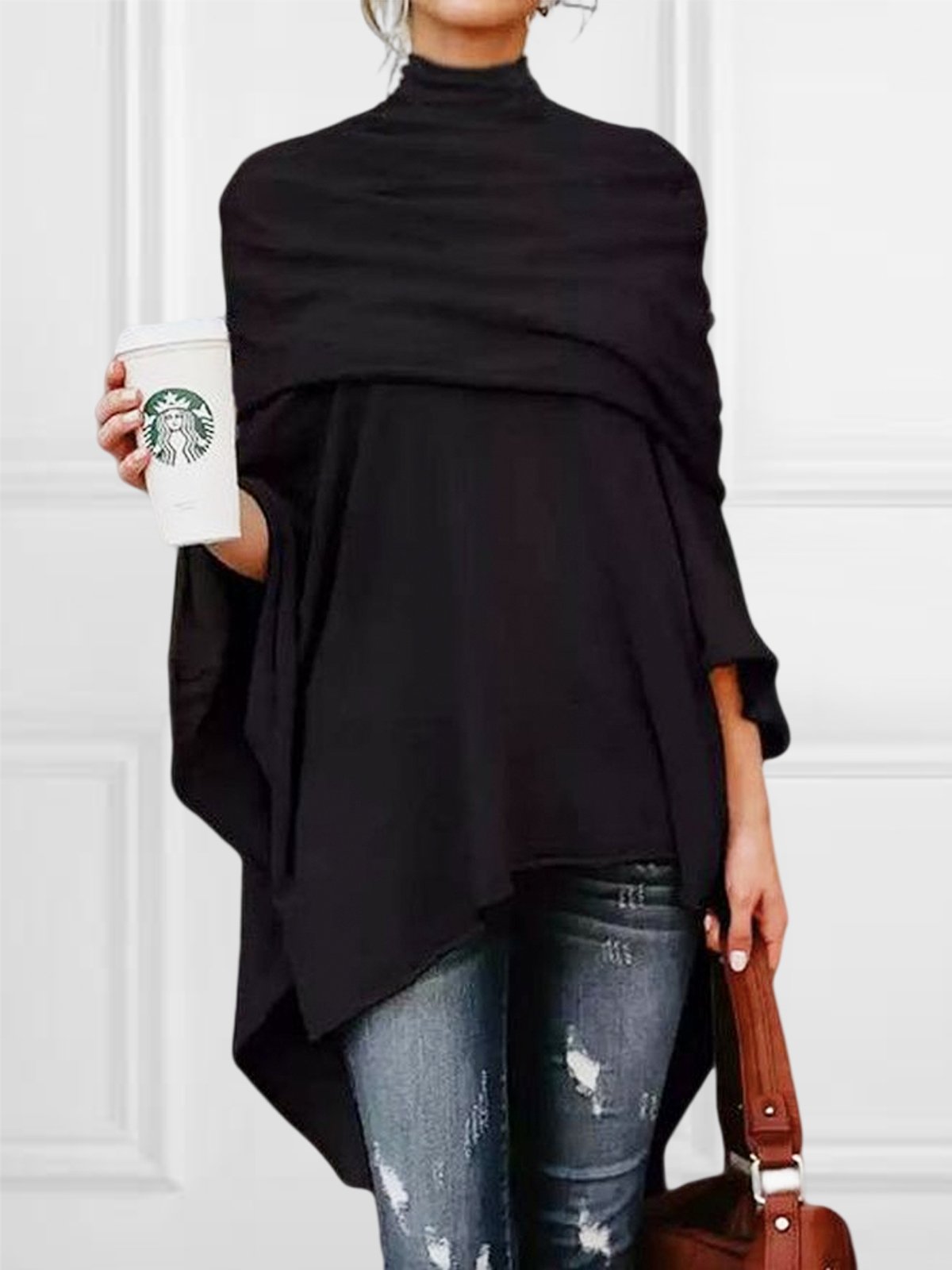 Urban Plain Loosen Turtleneck Blouse